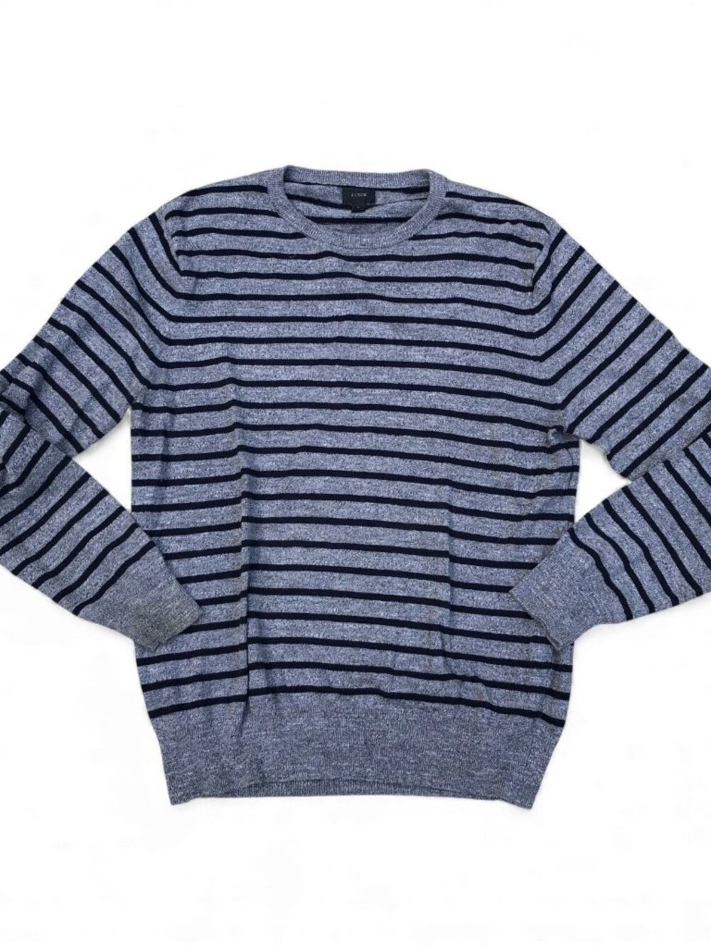 J. CREW Striped Pullover Sweater Men's LARGE Grey Long Sleeve Sweatshirt
